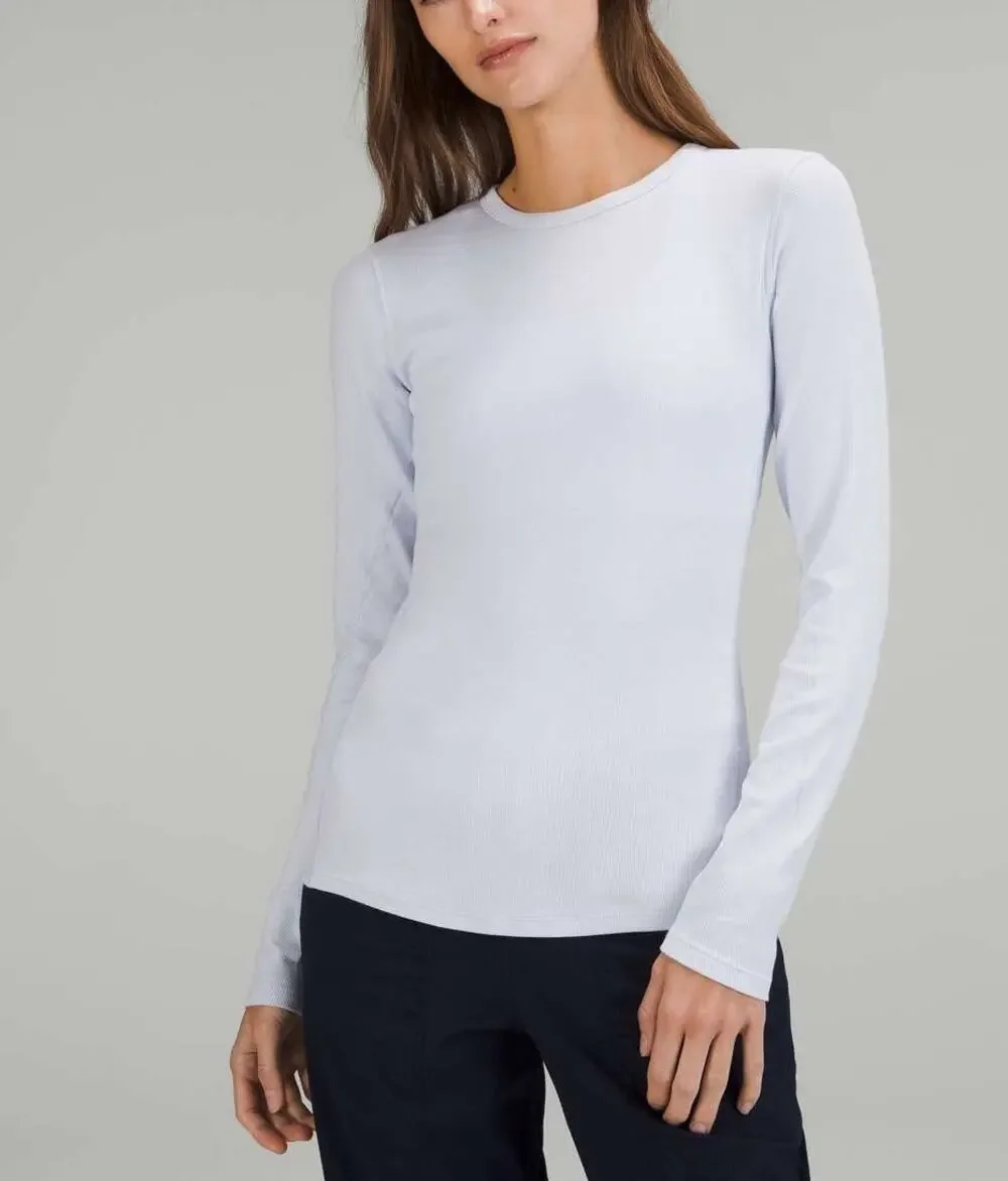 Lululemon Hold Tight Long Sleeve Shirt Size 4 Light Blue Fitted Lounge Comfort